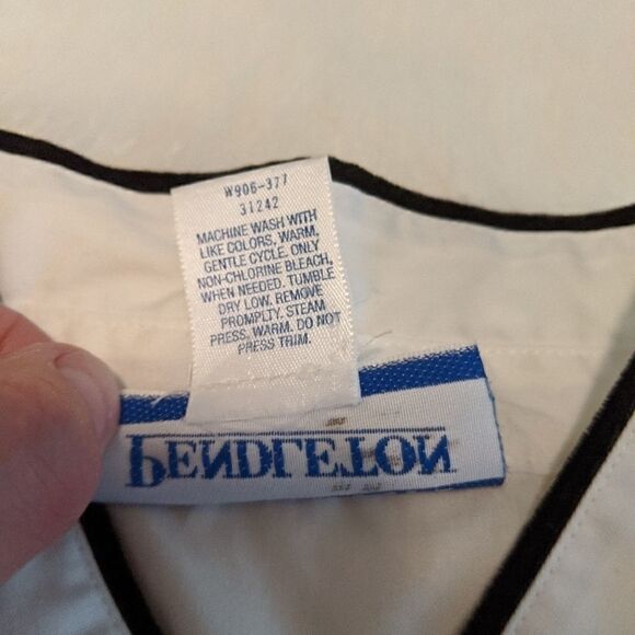Pendleton Plus vintage white blouse black trim 14w - Picture 3 of 5